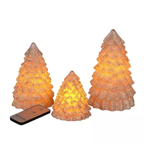 Fitz & Floyd Christmas Tree 3-piece LED Wax Figurine Set - Picture 1 of 3